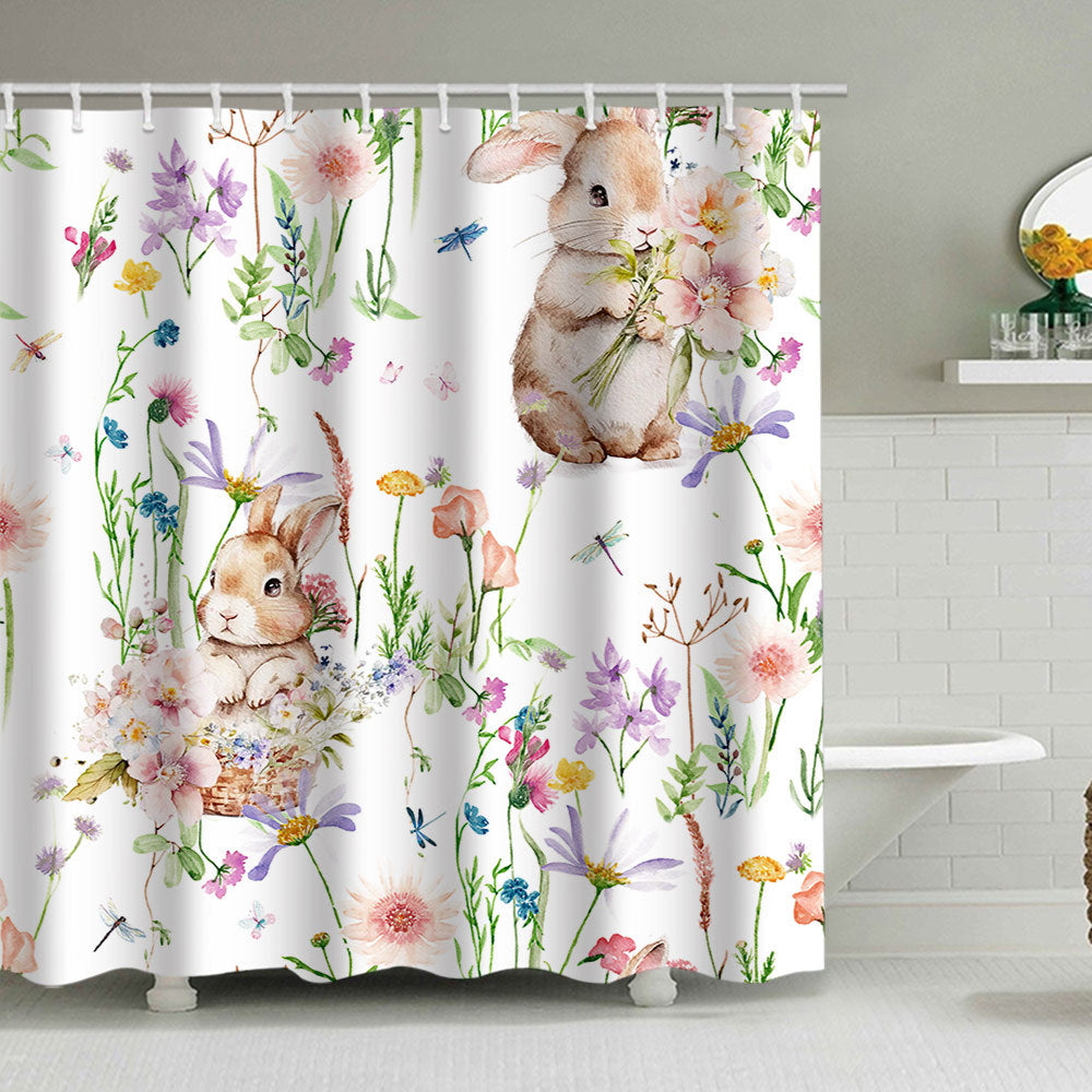 Whimsical Bunny Print Shower Curtain