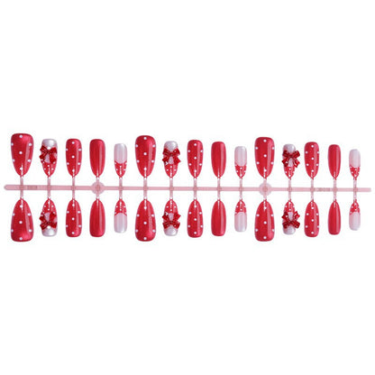 Decorative Press-On Nail Set with Bow Accents Acalora