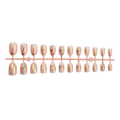 Elegant Press-On Nail Art Set with Stylish Gold Accents Acalora