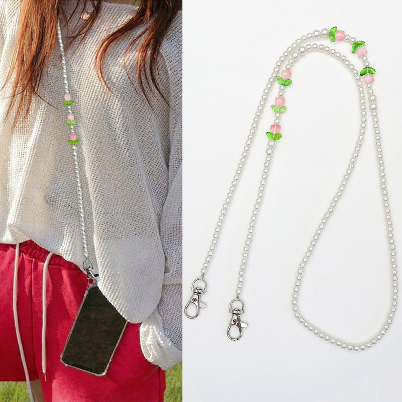 Beaded Eyewear Chain with Stylish Checker Design Acalora