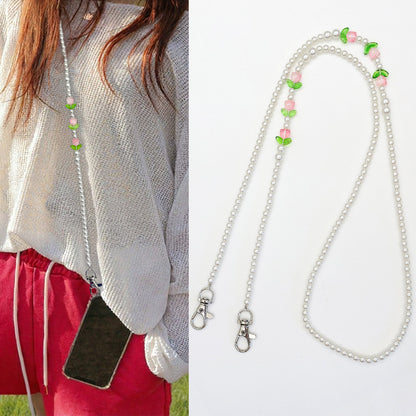 Beaded Eyewear Chain with Stylish Checker Design Acalora