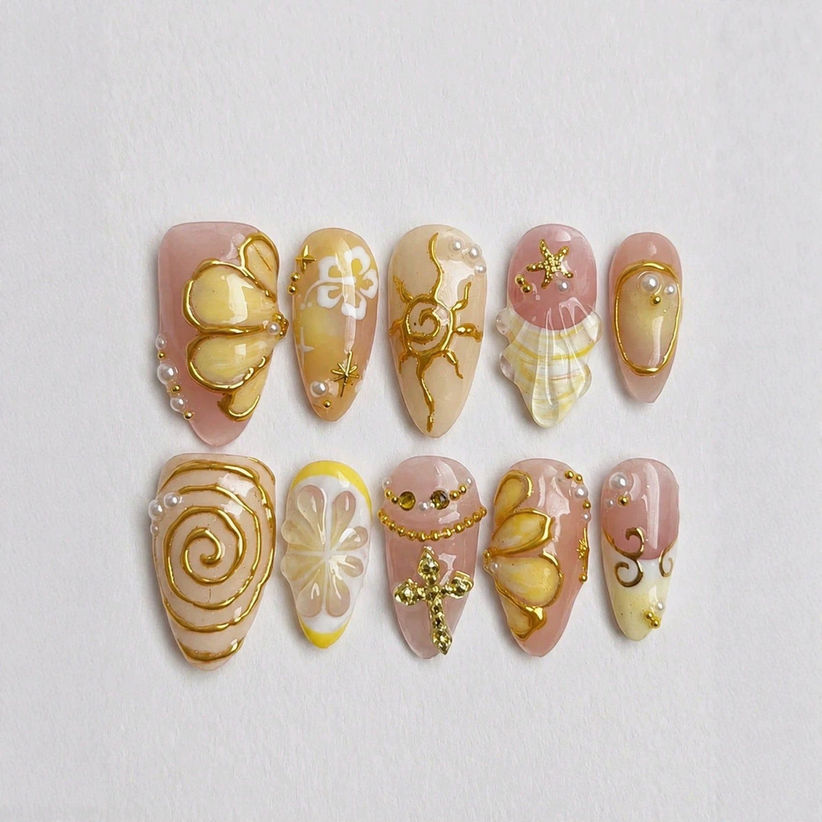 Artistic Floral Premium Press-On Nail Set Acalora