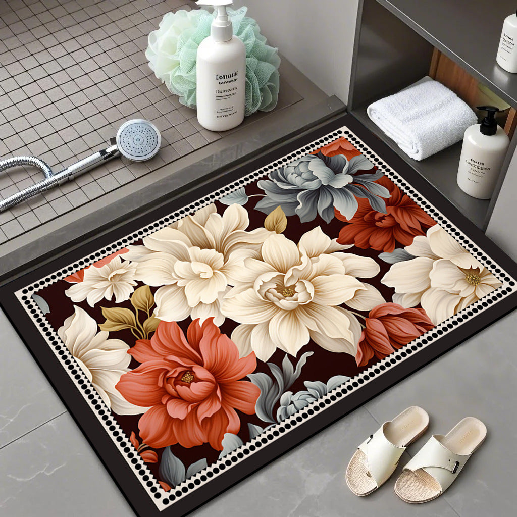 Floral Patterned Comfort Bath Mat Acalora