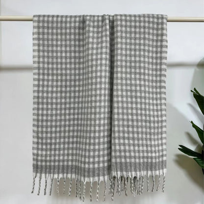 Checkered Fringe Scarf