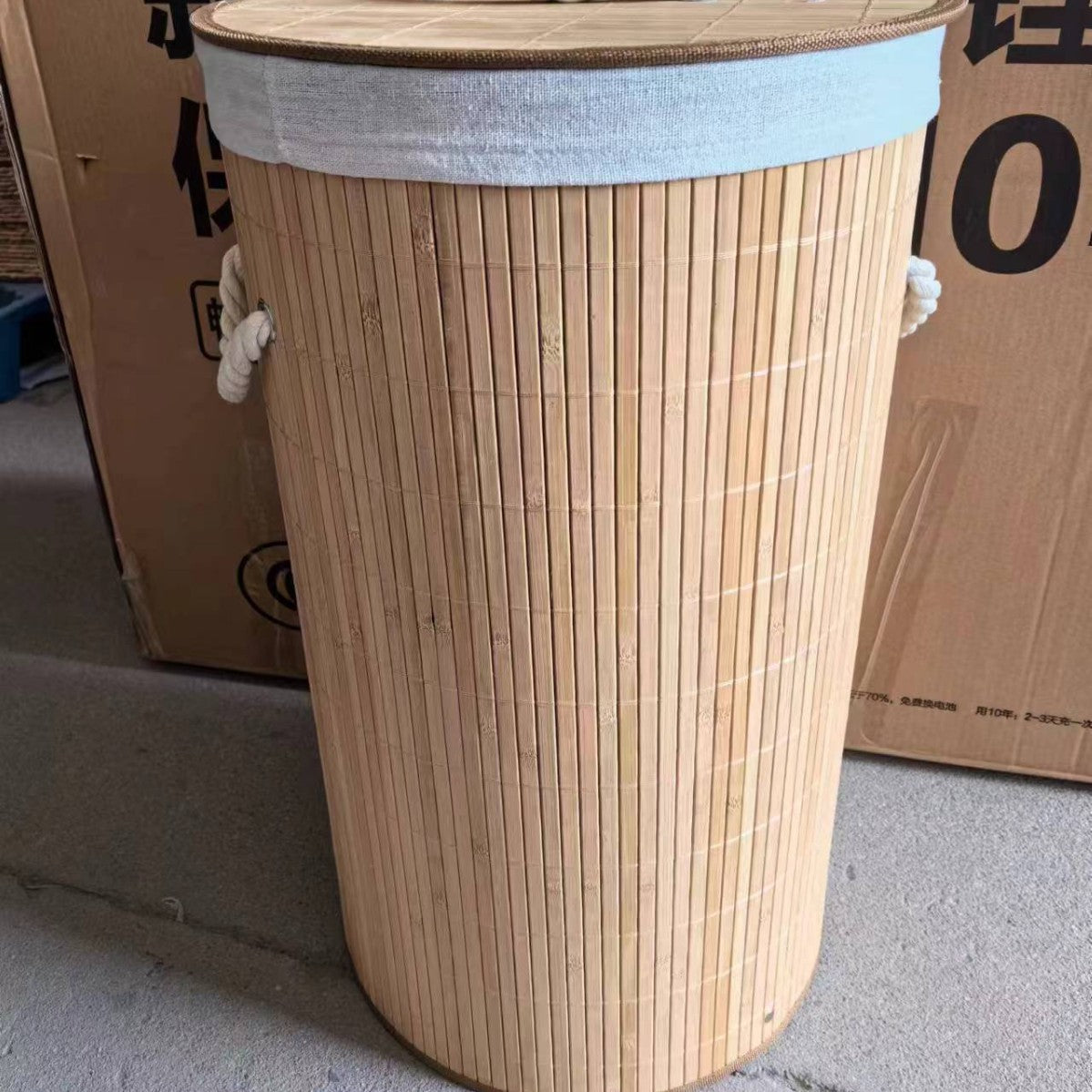 High-quality bamboo laundry container with lid Acalora