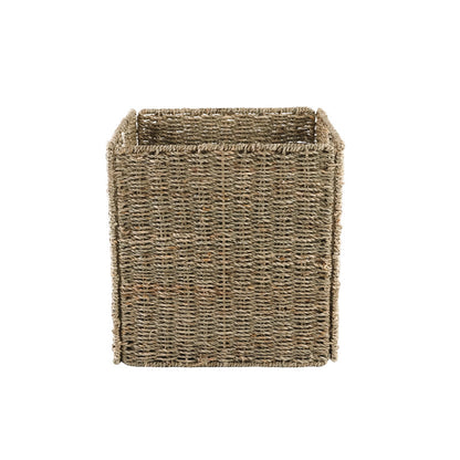 Functional storage basket with natural weave pattern