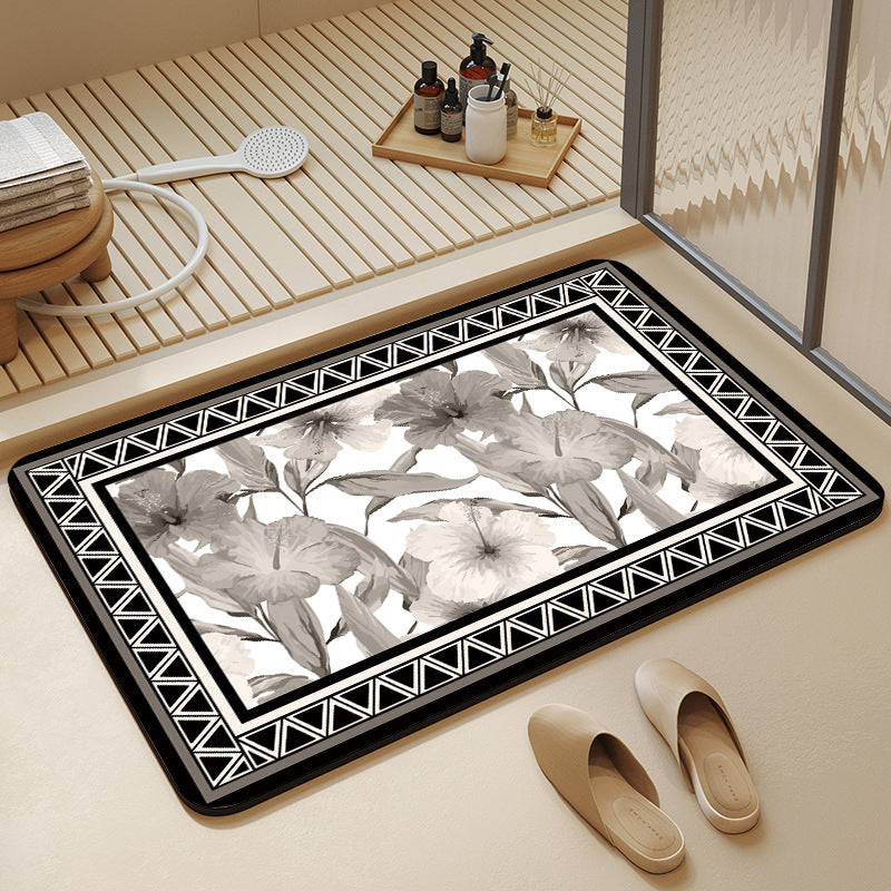 Textured Geometric Bath Mat Acalora
