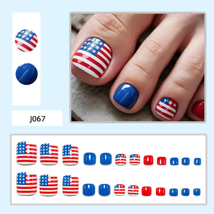 Patriotic style artificial nails with flag motifs Acalora