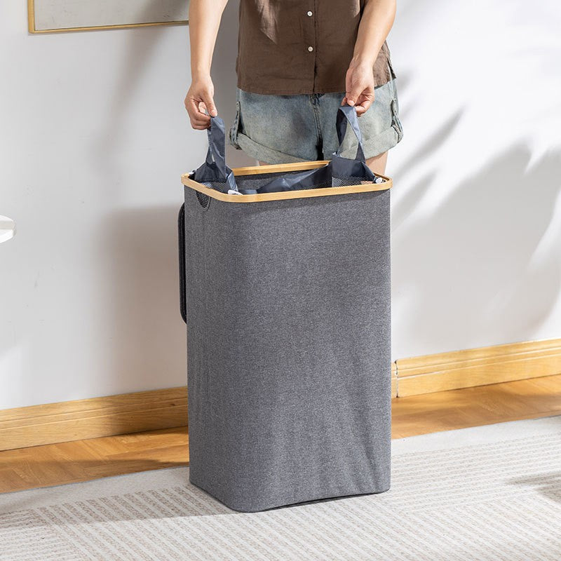 Modern waste separation container with removable inner insert and bamboo lid Acalora