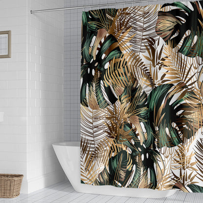 Tropical Leaf Print Shower Curtain