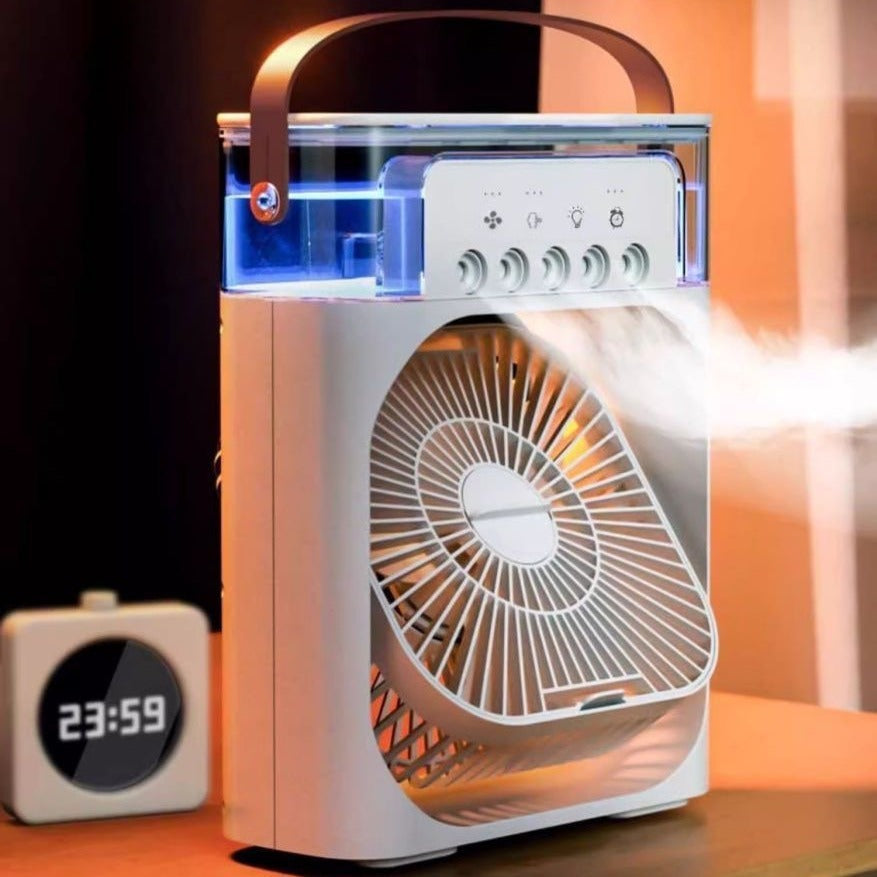Unisex nano portable air cooler and fan with water tank and mist function as well as leather carrying handle Brehn