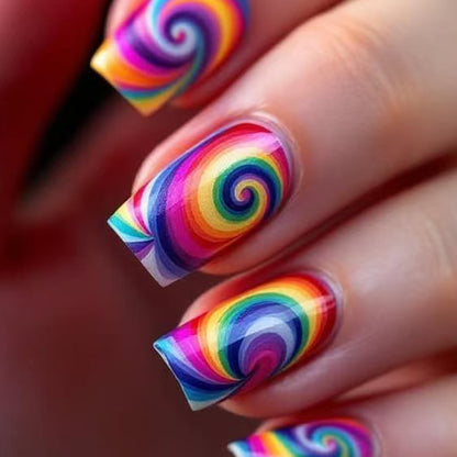 Psychedelic Swirl Nail Art Acalora