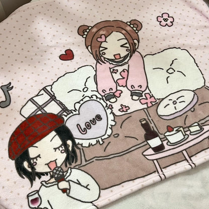 Cartoon-Themed Cozy Fleece Blanket