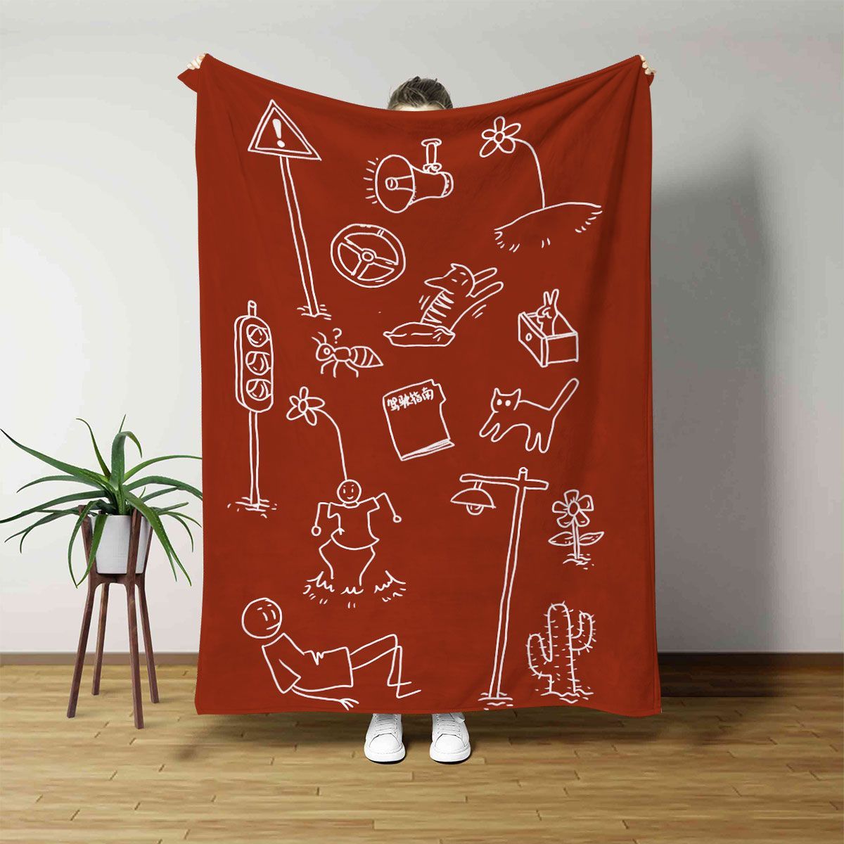 Fun Illustrated Plush Throw Blanket