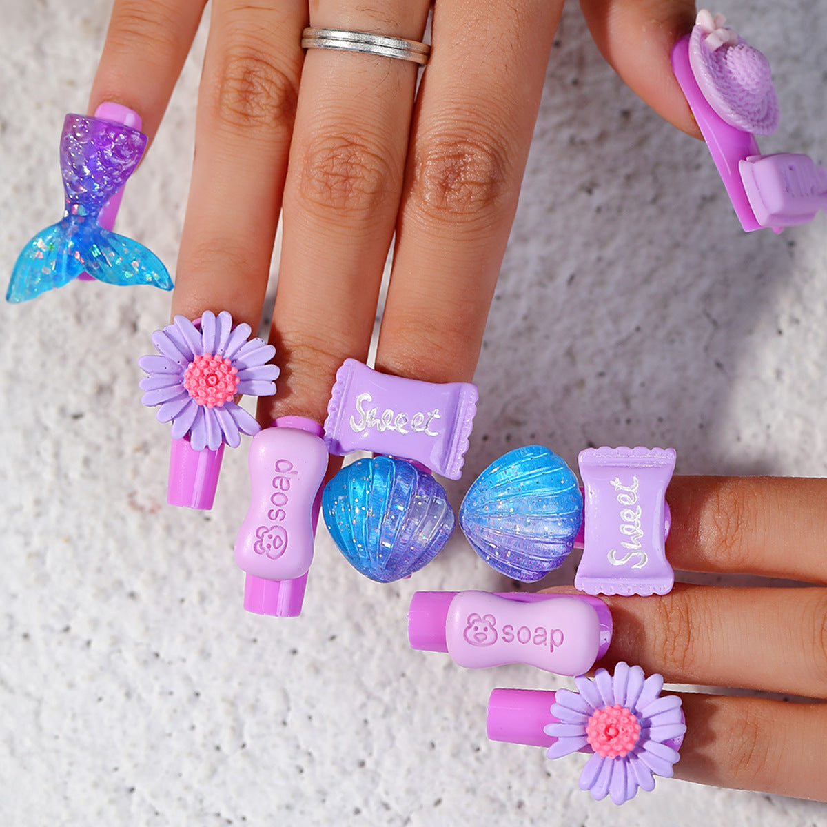 Decorative Nail Art Kit with Floral and Gem Accents Acalora
