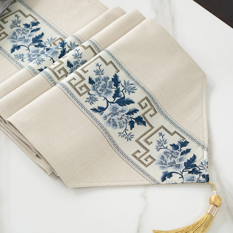 Elegant Floral Embroidered Table Runner
