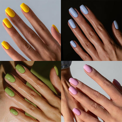 Glossy Press-On Nail Set with Creative Colorful Styles Acalora