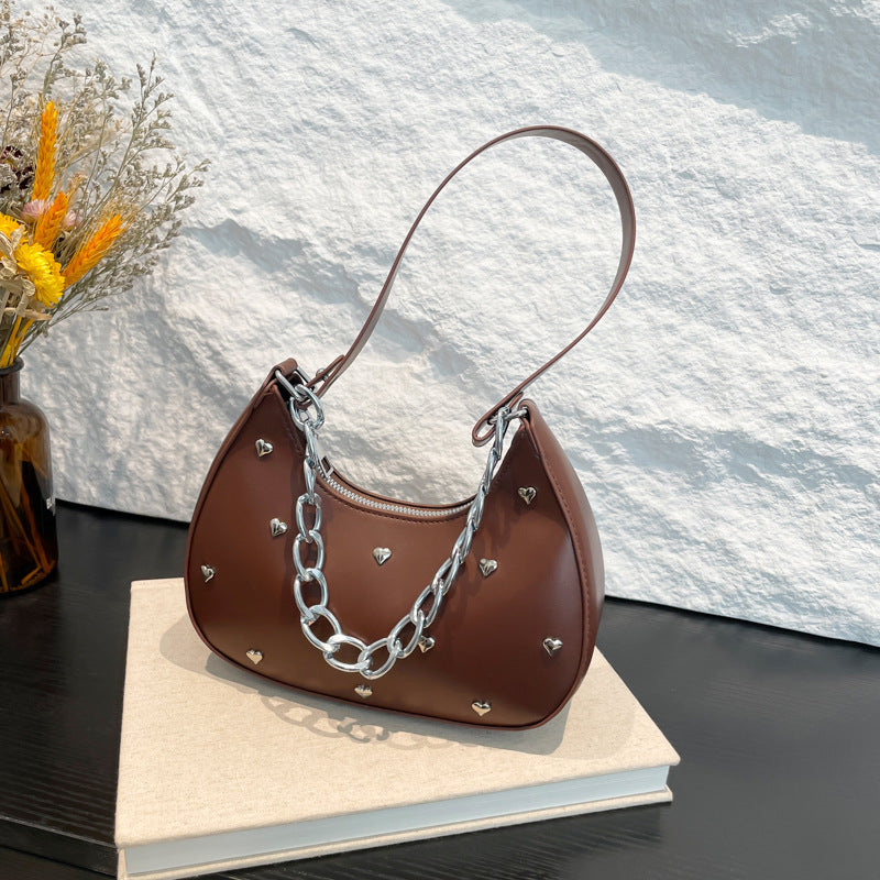 Chic Heart-Embellished Shoulder Bag Acalora
