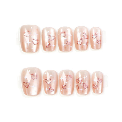 Heart-Embellished Press-On Nails Acalora