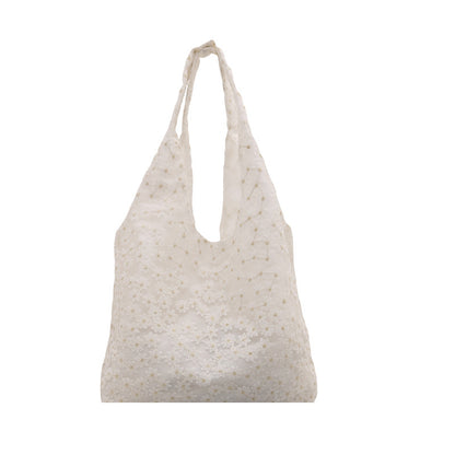 Elegant Floral Embroidered Grocery Tote Bag Acalora