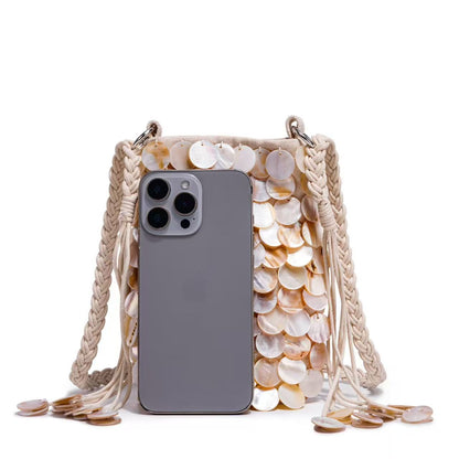 Elegant Shell-Embellished Crossbody Bag Acalora