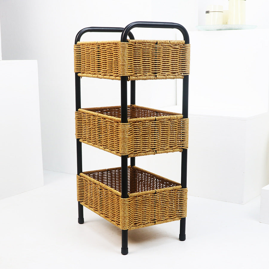 Multi-Tier Woven Storage Organizer with Metal Frame Acalora