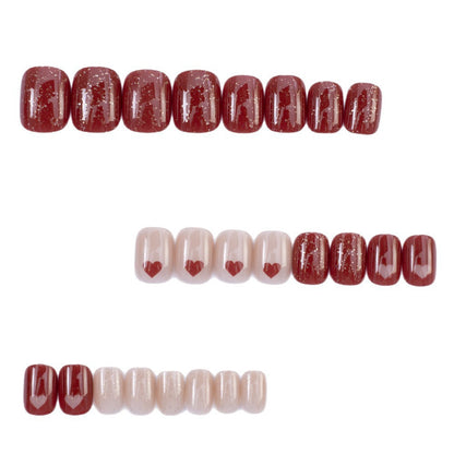 Art nail set with heart designs and glitter Acalora