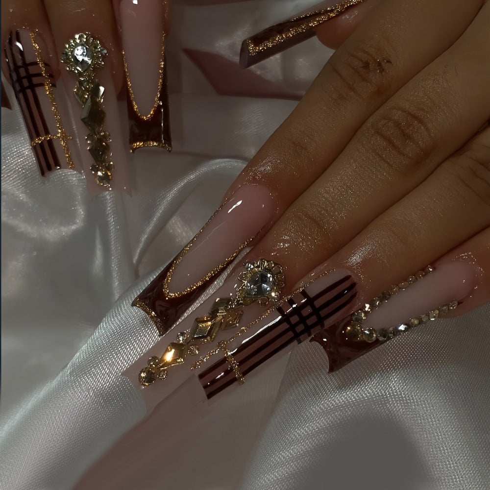 Decorative Stiletto Nail Art Tips with Gems Acalora