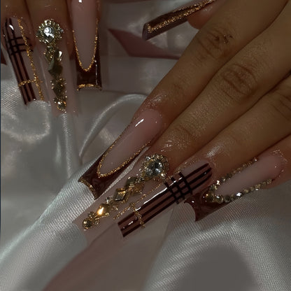 Decorative Stiletto Nail Art Tips with Gems Acalora
