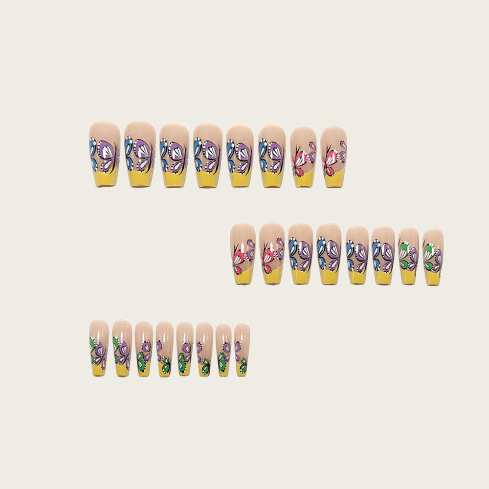 Nail set with intricate butterfly design Acalora