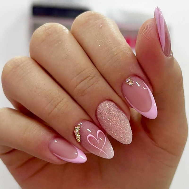 Decorative Press-On Nail Set with Elegant Gradient Designs Acalora