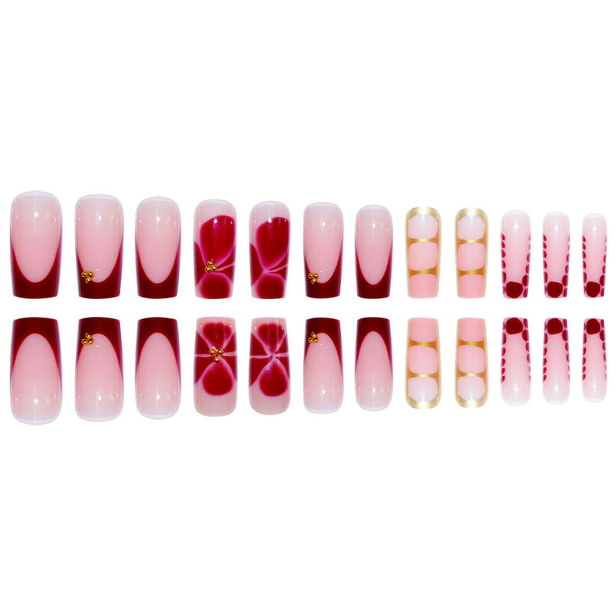 Artistic Gradient Press-On Nail Set with Gold Accents Acalora