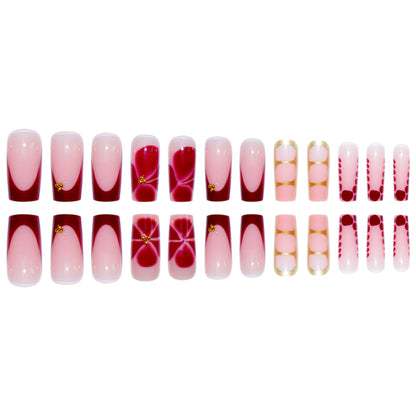 Artistic Gradient Press-On Nail Set with Gold Accents Acalora