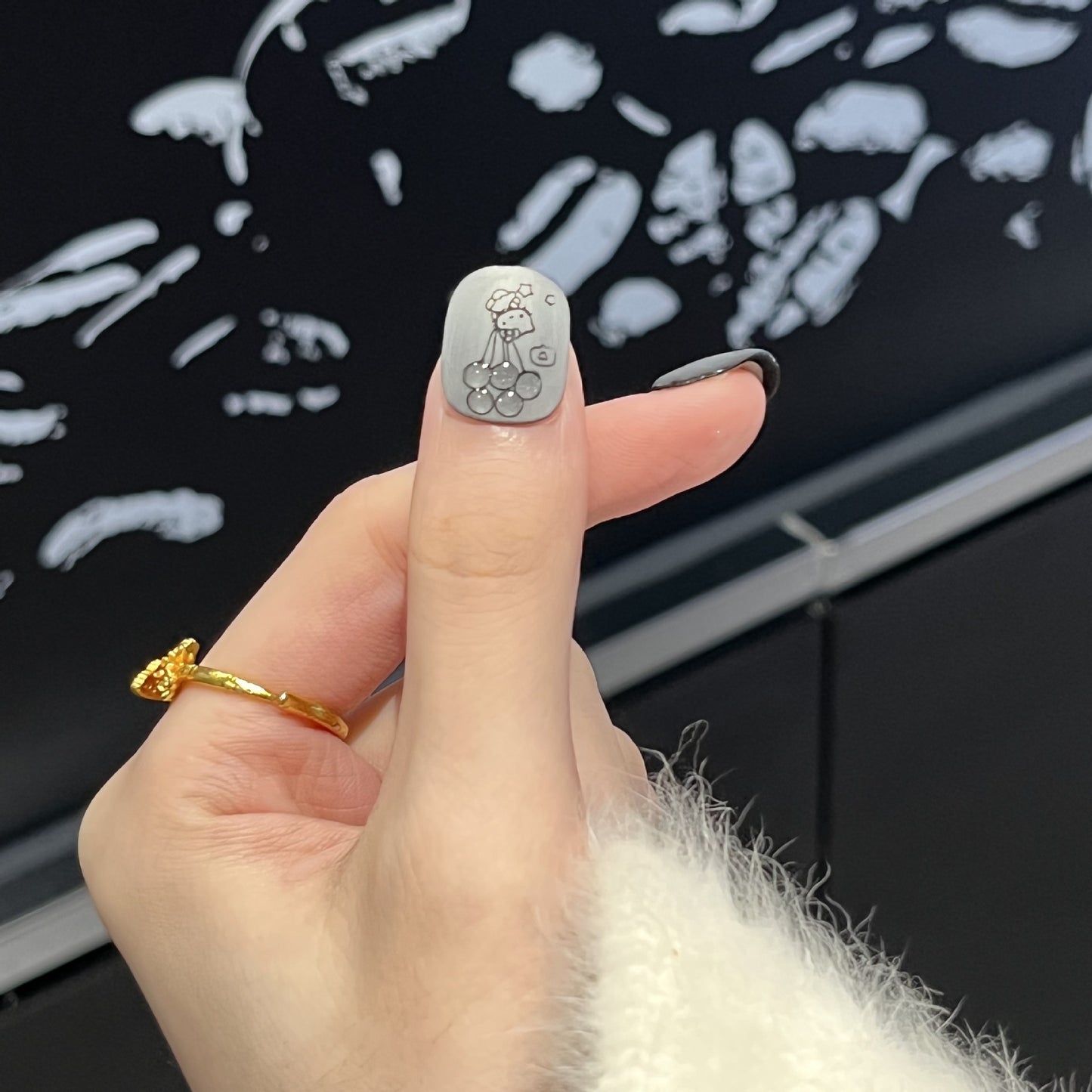 Artistic Press-On Nail Set with Whimsical Character Designs Acalora