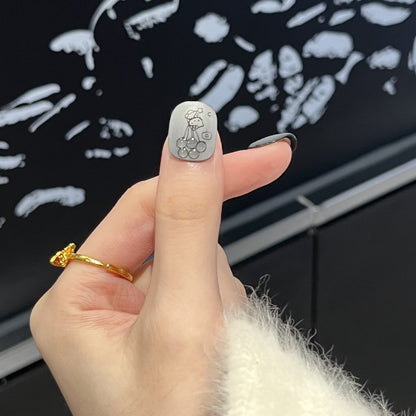 Artistic Press-On Nail Set with Whimsical Character Designs Acalora