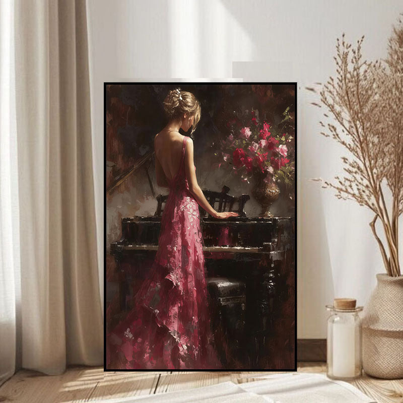 Elegant Piano Scene Canvas Artwork