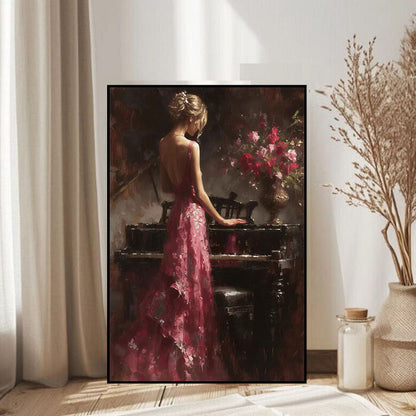 Elegant Piano Scene Canvas Artwork