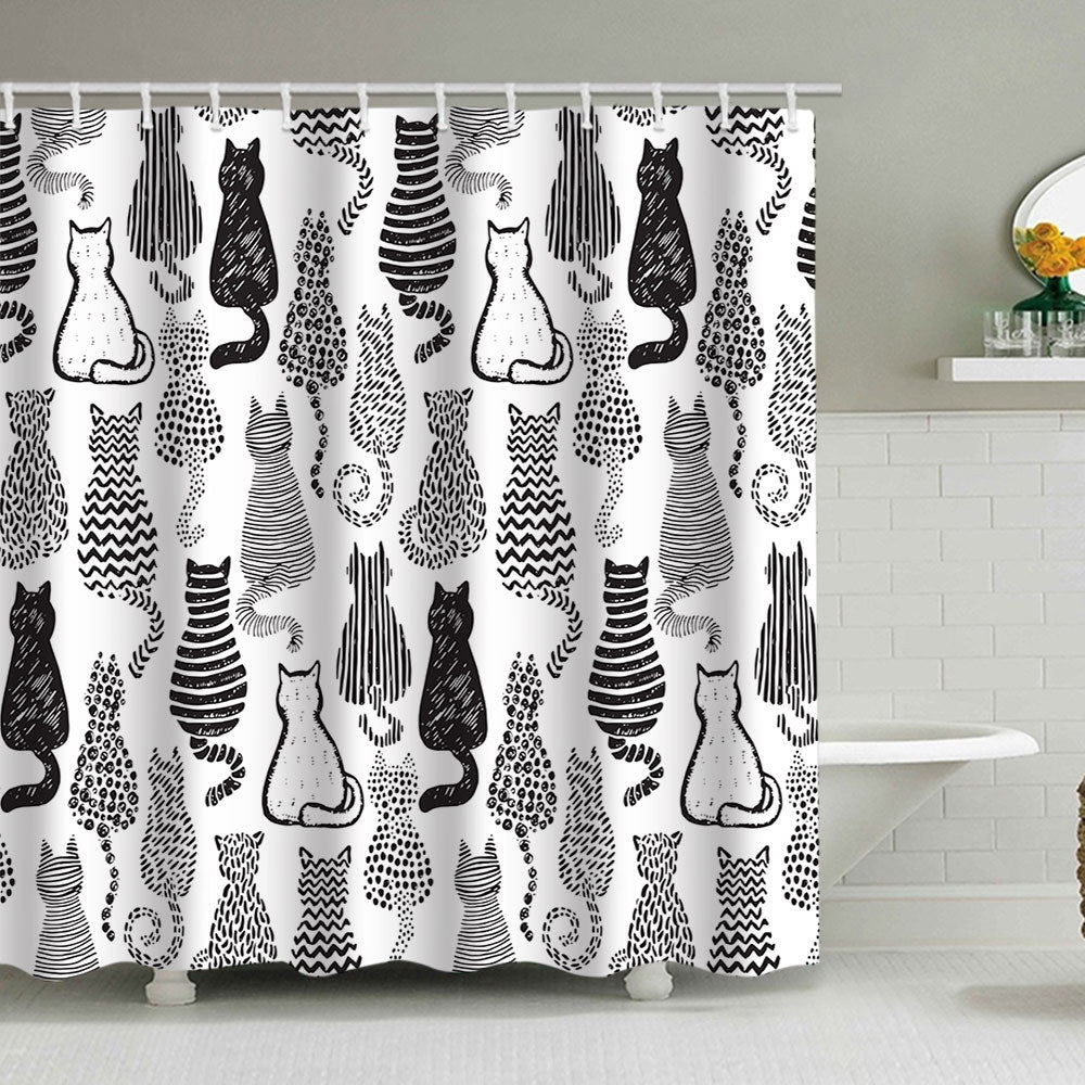 Artistic Dog Illustration Shower Curtain