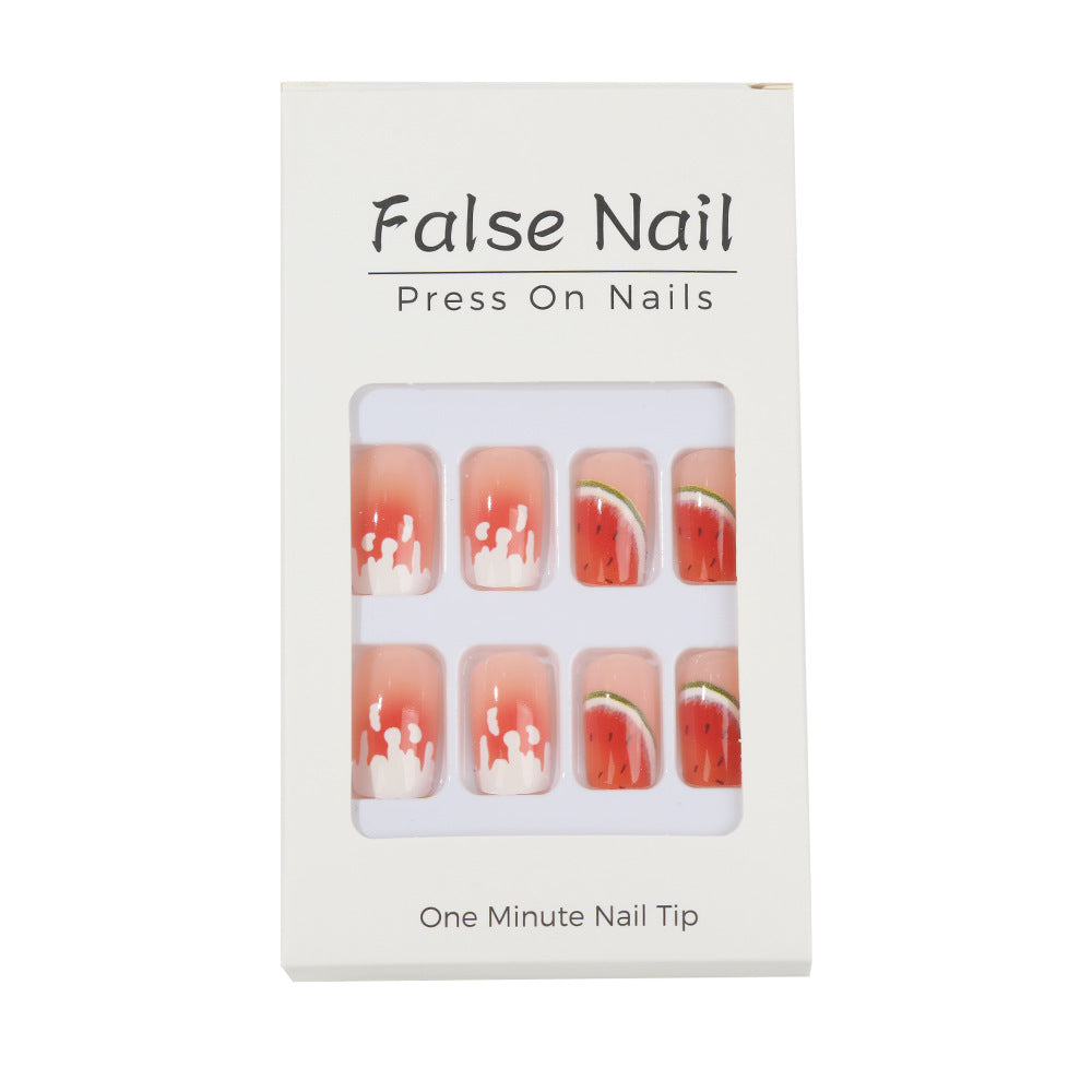 Artificial nails in stylish watermelon design Acalora