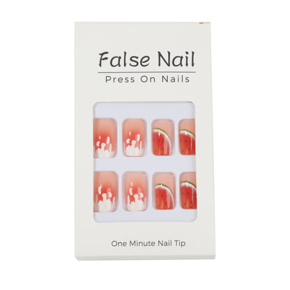 Artificial nails in stylish watermelon design Acalora