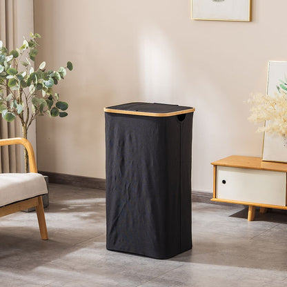 Laundry basket with removable lid and bamboo frame Acalora