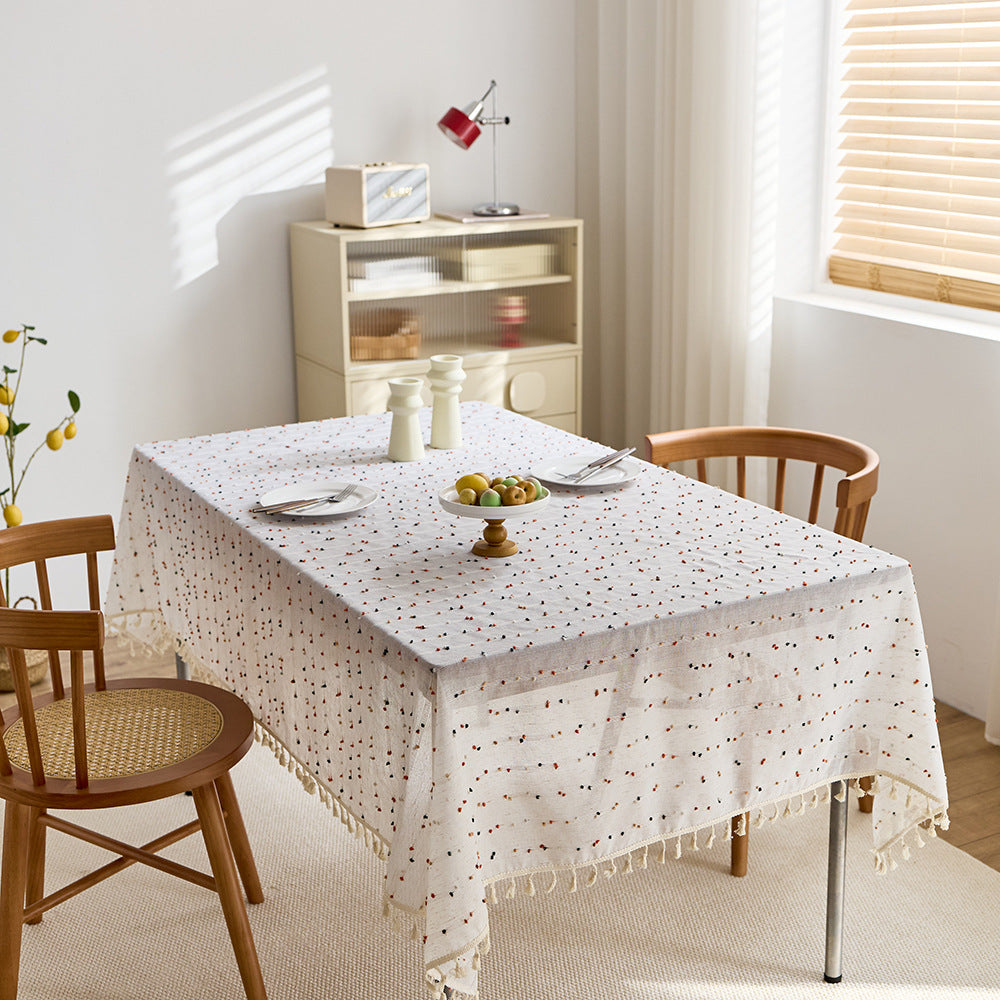 Elegant Cotton Fringed Tablecloth