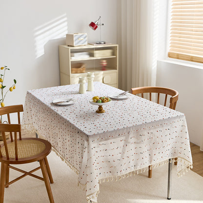Elegant Cotton Fringed Tablecloth
