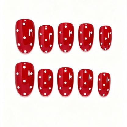 Playful Polka Dot Press-On Nail Art Design Acalora