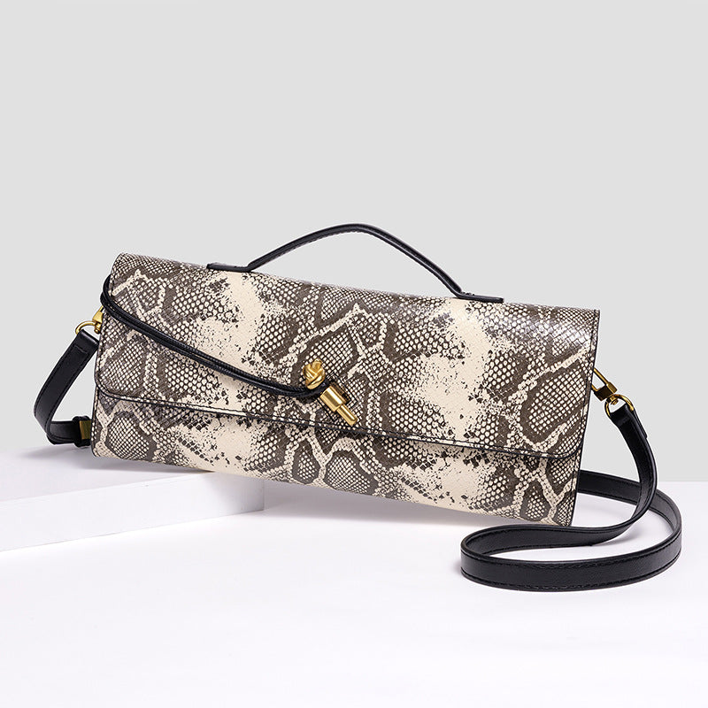 Elegant Textured Snakeskin Evening Clutch Acalora