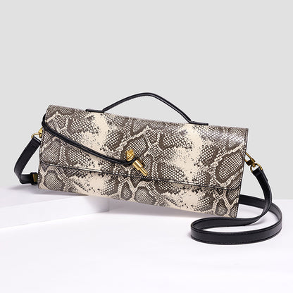 Elegant Textured Snakeskin Evening Clutch Acalora