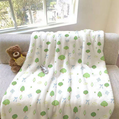 Floral Pattern Plush Throw Blanket