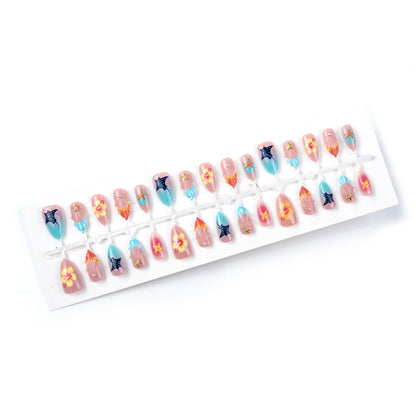 Artistic Ocean-Inspired Press-On Nail Art Set Acalora