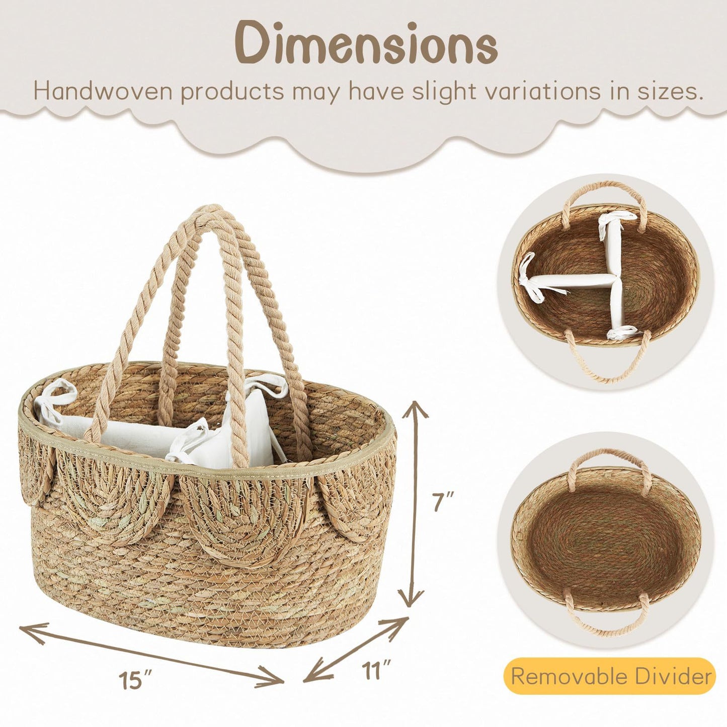 Handwoven decorative basket with ruffles Acalora