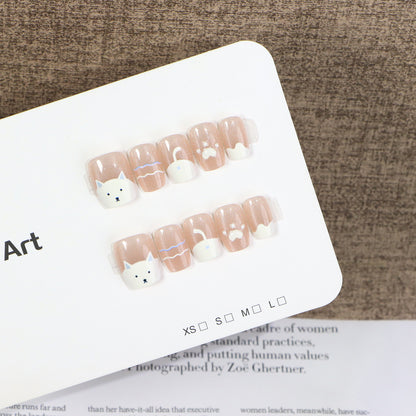 Cat-Themed Press-On Nail Art Acalora
